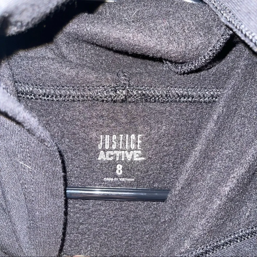 Justice “Justice” Black and White Cropped Hoodie